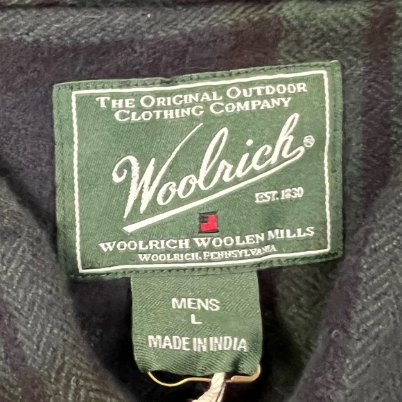 Woolrich Woolen Mills Oxbow Flannel  Plaid Shirt in Amy Navy Size Large NWT - Picture 6 of 13